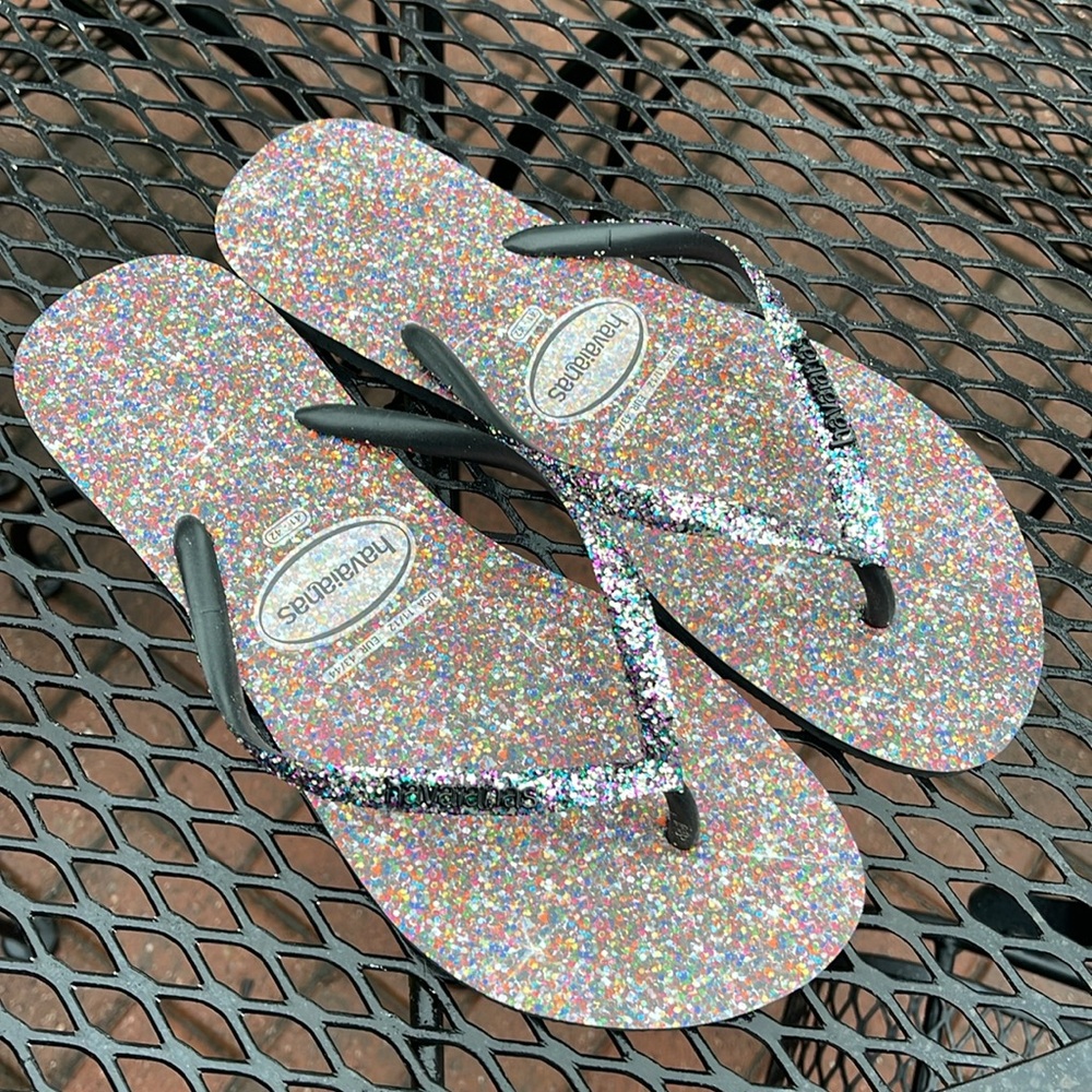 Havaianas Women's Slim Carnaval Flip Flop Sandals, Multicolor Glitter Size 11/12 - Picture 17 of 17